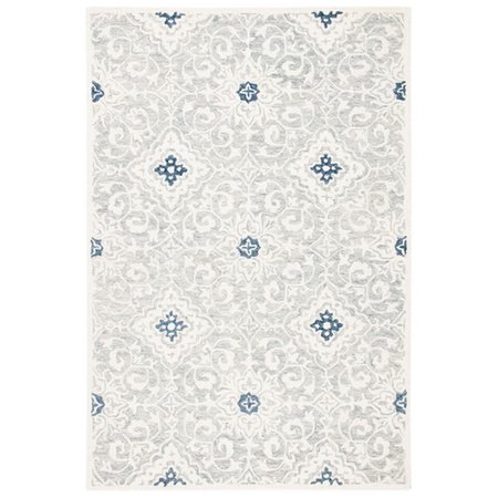 SAFAVIEH 4 x 6 ft. Roslyn Contemporary Rectangle Hand Tufted Area RugIvory & Blue ROS601A-4